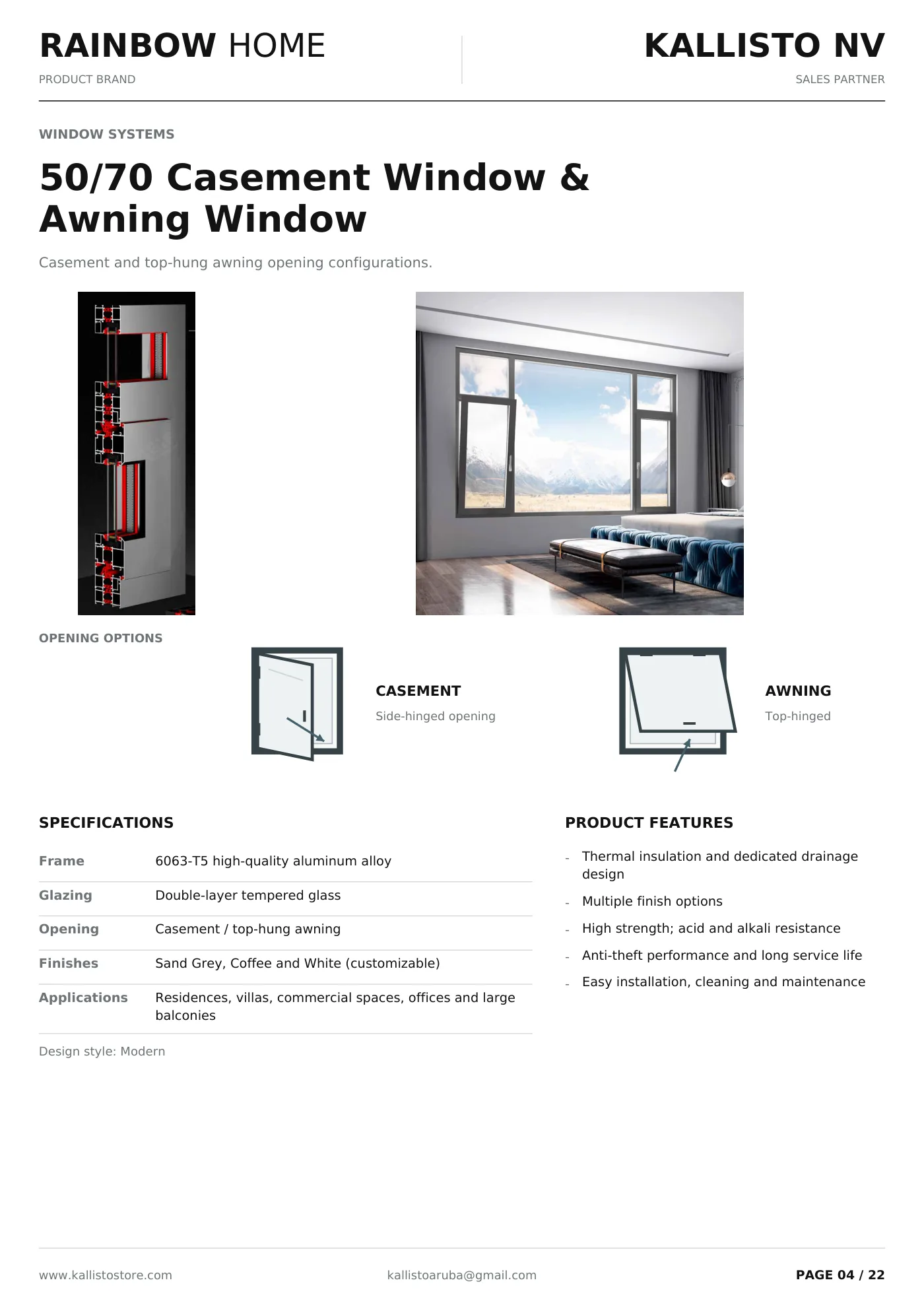 Aluminum Windows & Doors brochure, page 4 of 22
