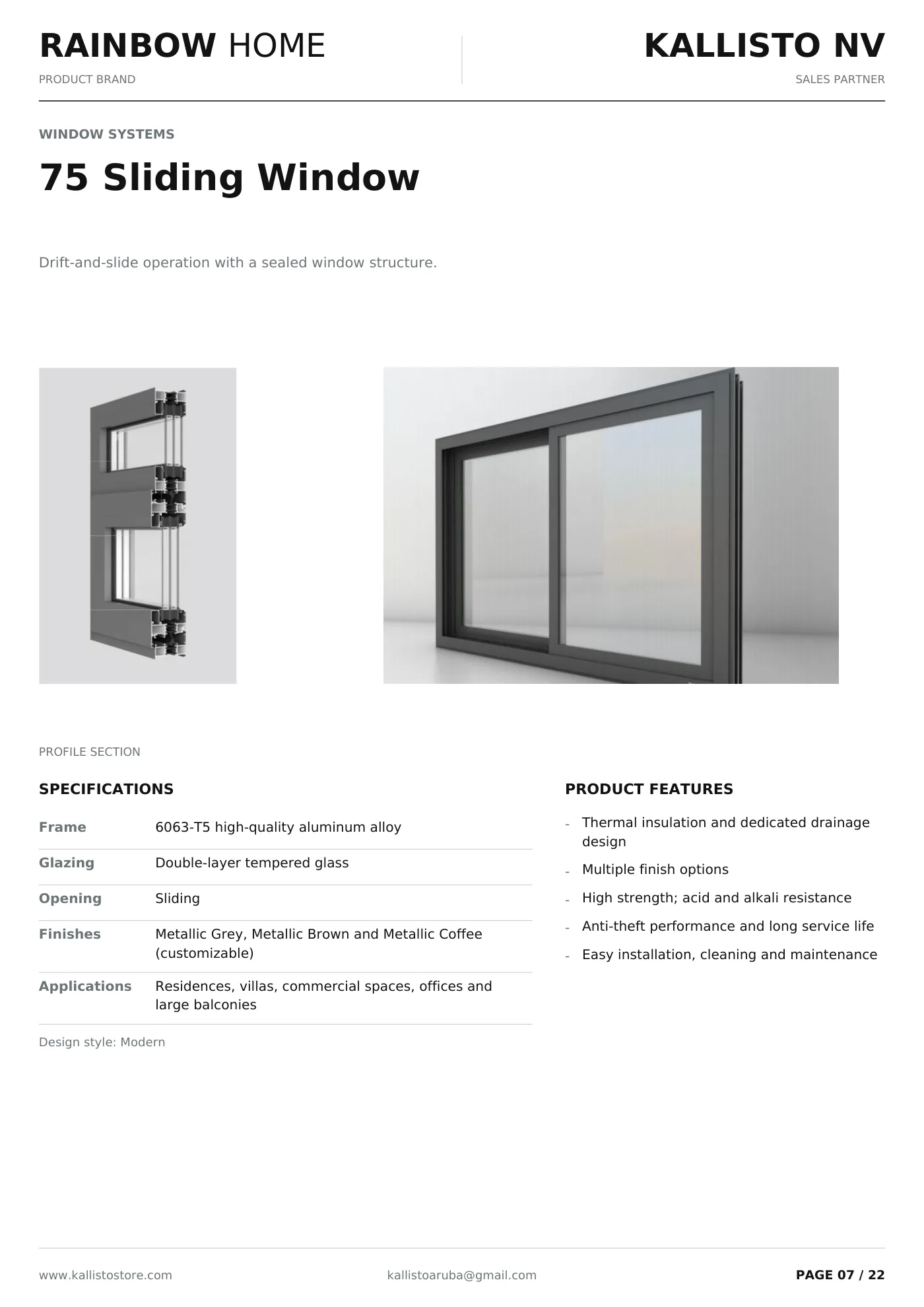 Aluminum Windows & Doors brochure, page 7 of 22