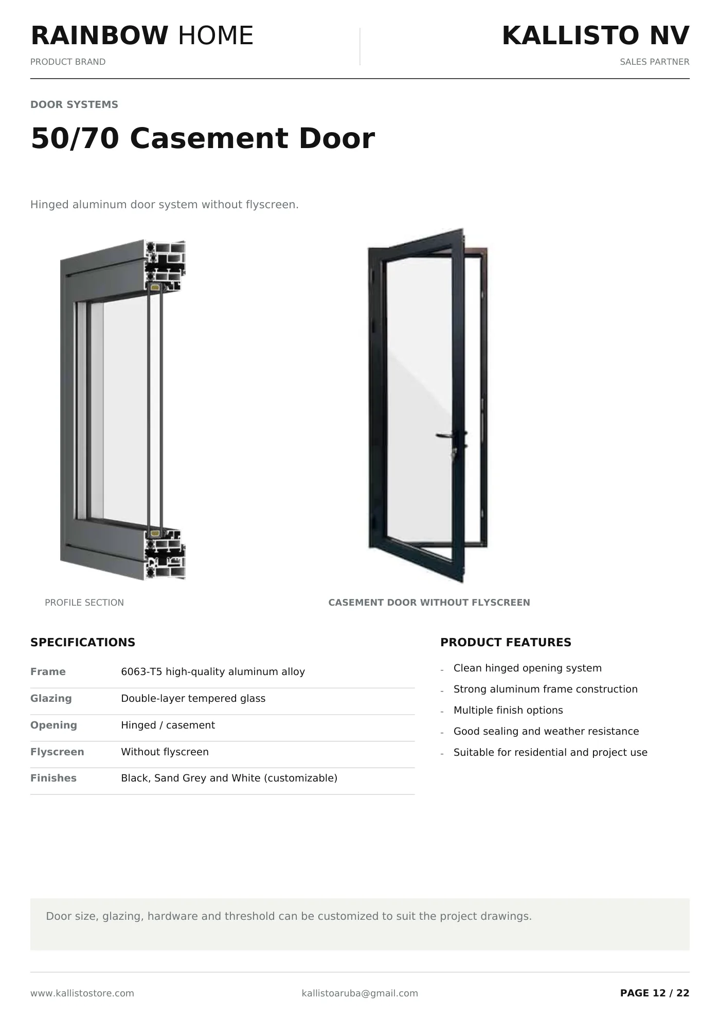 Aluminum Windows & Doors brochure, page 12 of 22
